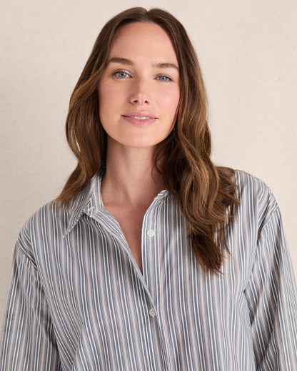 ORGANIC COTTON POPLIN BUTTONDOWN MIDI DRESS | Talbots