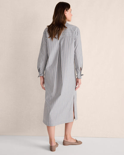 ORGANIC COTTON POPLIN BUTTONDOWN MIDI DRESS | Talbots