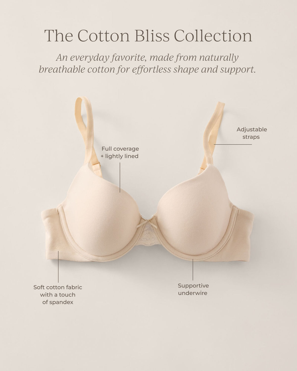 COTTON BLISS LIGHTLY-LINED PERFECT COVERAGE BRA | Talbots