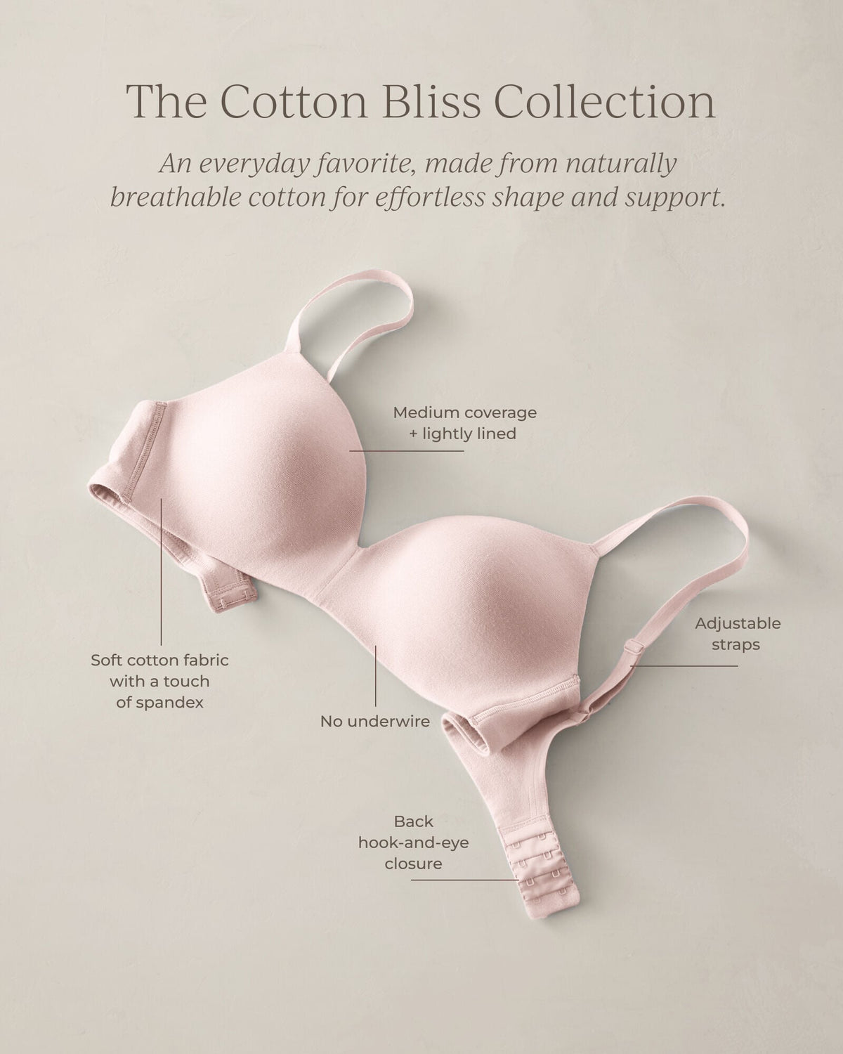 COTTON BLISS LIGHTLY-LINED NO-WIRE T-SHIRT BRA | Talbots