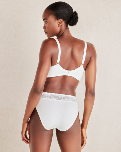COTTON HIGH LEG BRIEF WITH LACE WAIST | Talbots