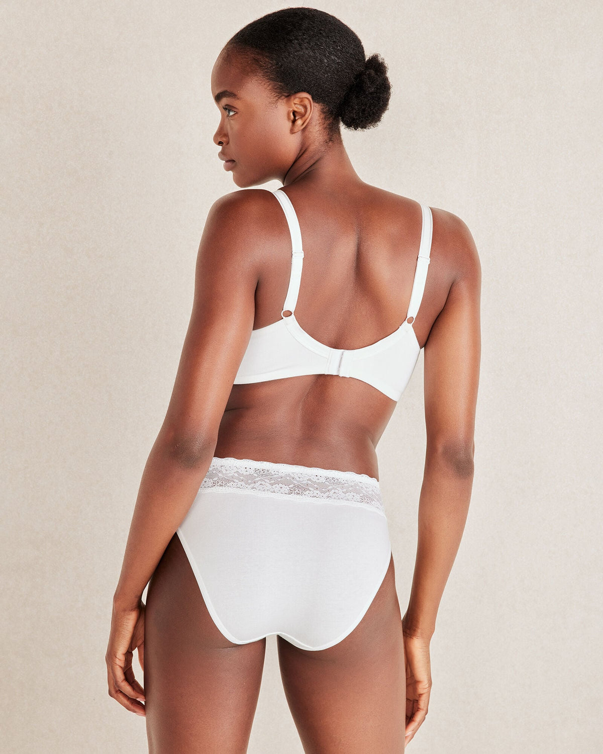 COTTON HIGH LEG BRIEF WITH LACE WAIST | Talbots