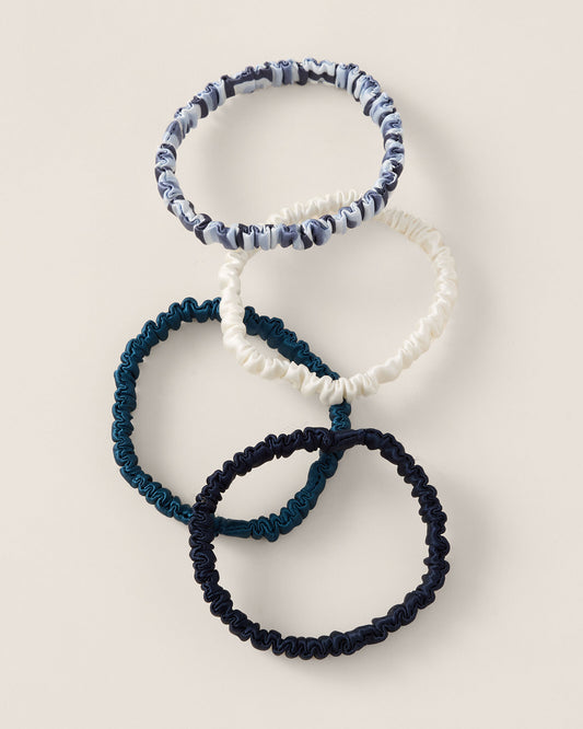 WASHABLE SILK HAIR TIES - NAVY COMBO | Talbots