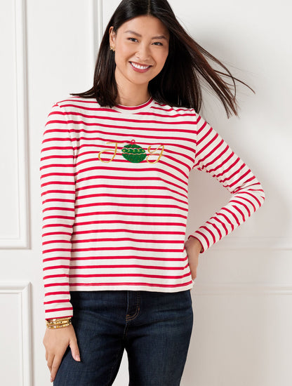 CREWNECK TEE - JOY STRIPE | Talbots