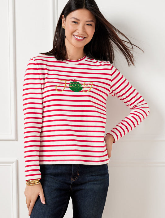 CREWNECK TEE - JOY STRIPE | Talbots