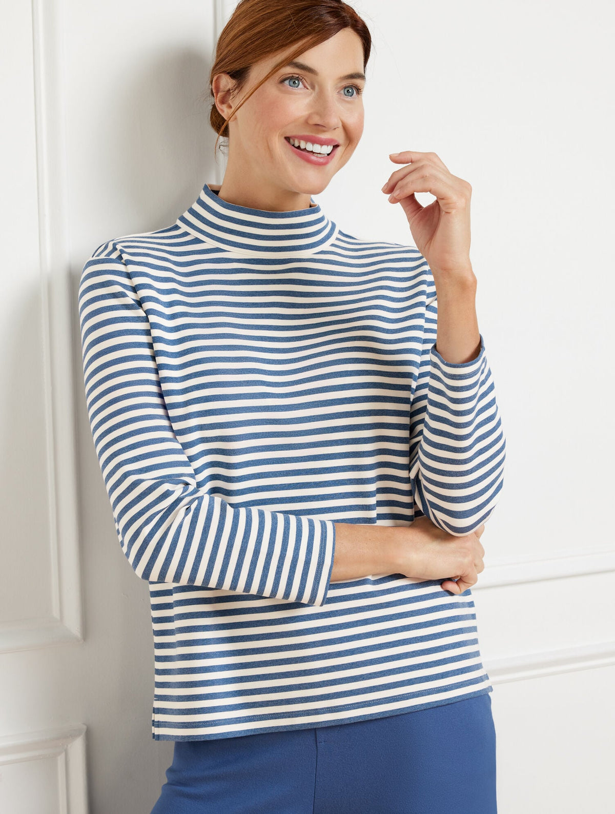 EFFORTLESS ULTRAKNIT ZIP BACK MOCKNECK TOP | Talbots