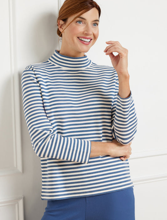 EFFORTLESS ULTRAKNIT ZIP BACK MOCKNECK TOP | Talbots