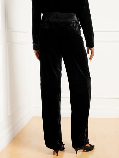 WIDE LEG EFFORTLESS VELVET PANTS | Talbots