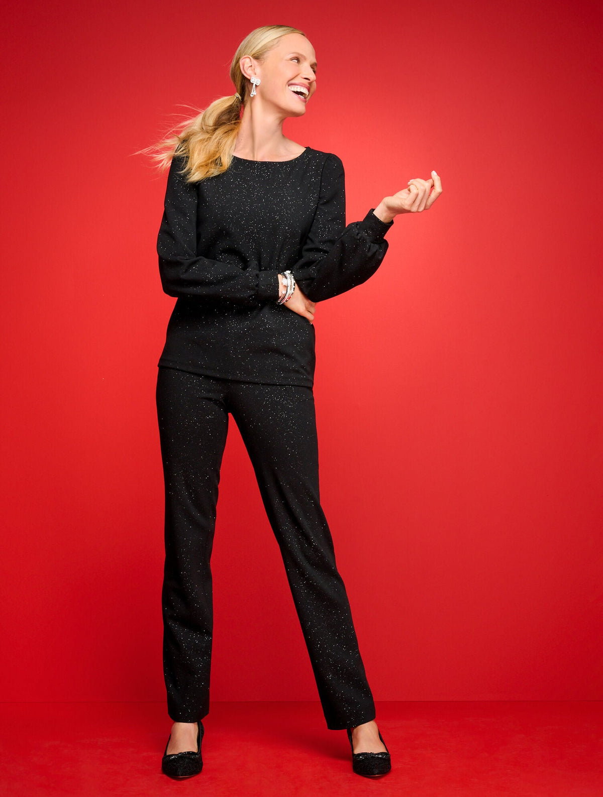 STRAIGHT LEG SPARKLE KNIT PANTS | Talbots