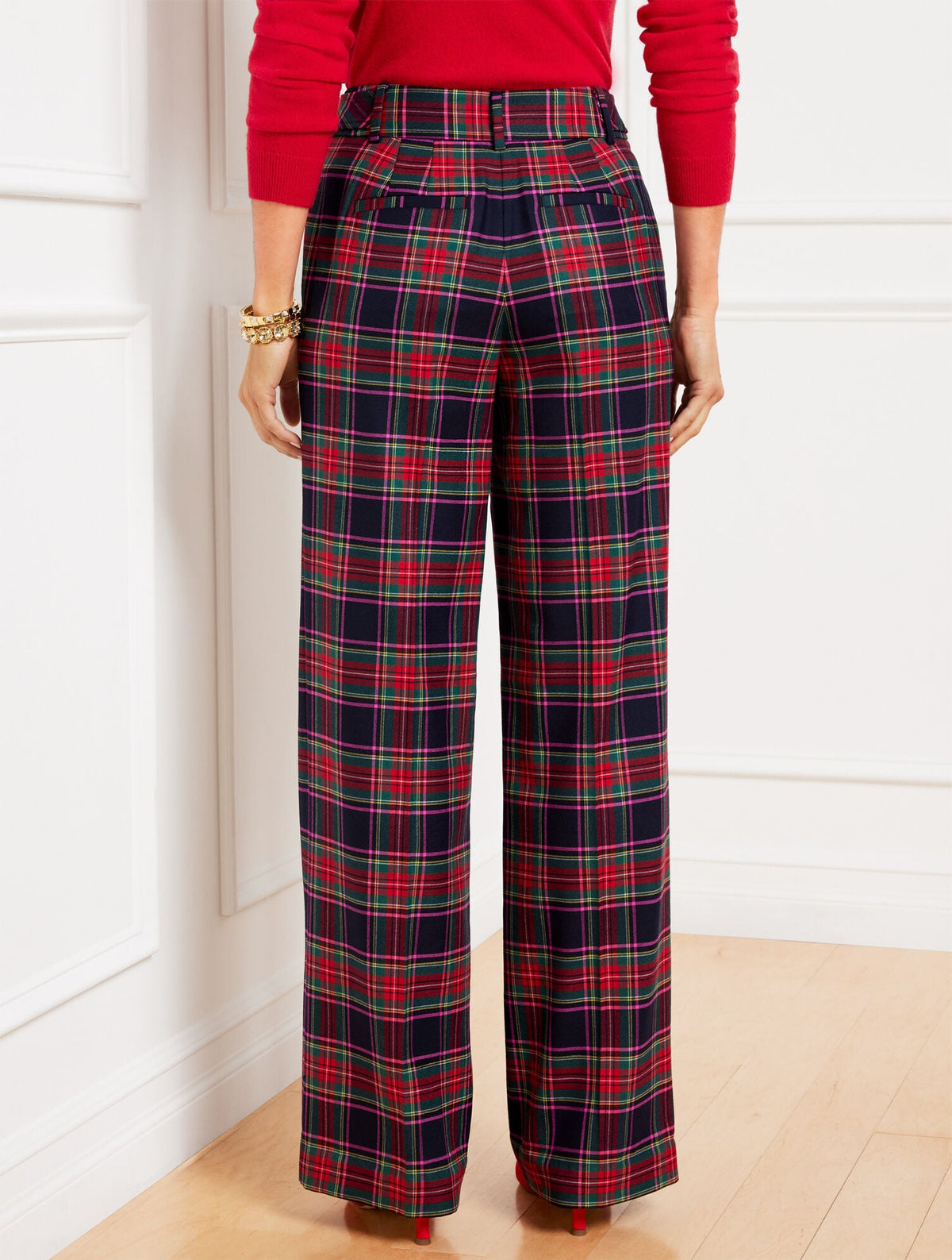 TALBOTS GREENWICH WIDE LEG PANTS - DASHING PLAID | Talbots