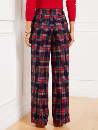 TALBOTS GREENWICH WIDE LEG PANTS - DASHING PLAID | Talbots