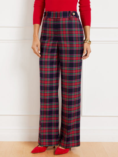 TALBOTS GREENWICH WIDE LEG PANTS - DASHING PLAID | Talbots