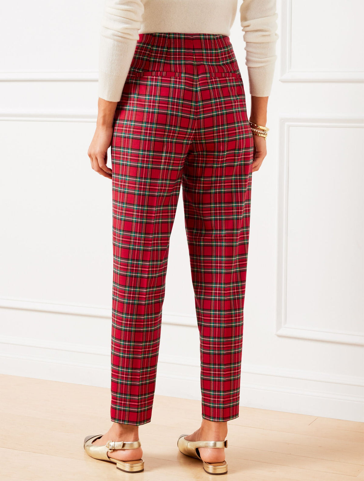 TAPERED ANKLE PANTS - APPLE CIDER PLAID | Talbots