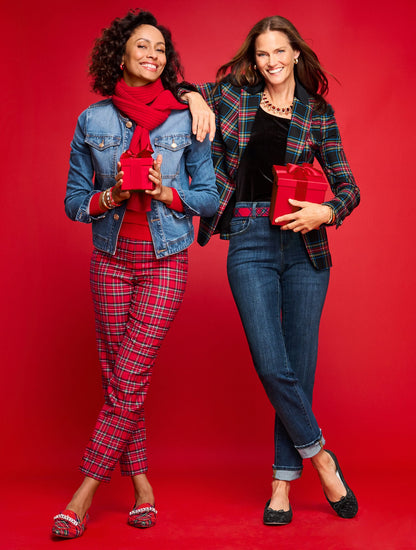 TAPERED ANKLE PANTS - APPLE CIDER PLAID | Talbots