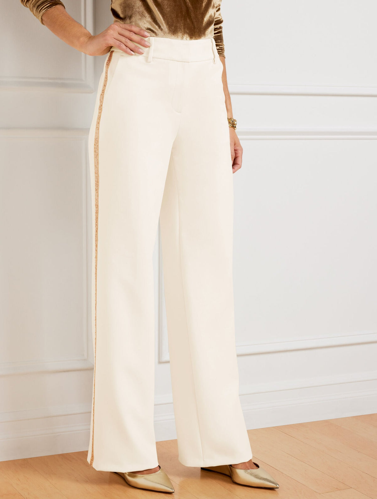 WIDE LEG PANTS - SEQUIN STRIPE | Talbots