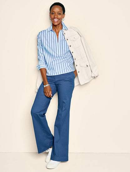 FLARE LEG TWILL PANTS | Talbots