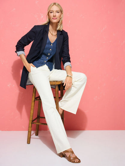 FLARE LEG TWILL PANTS | Talbots
