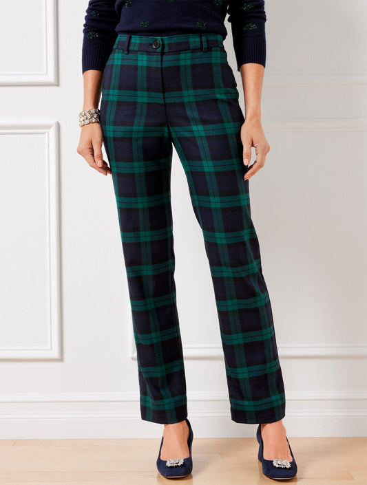 TALBOTS SOUTHAMPTON STRAIGHT LEG PANTS - DASHING BLACK WATCH TARTAN | Talbots