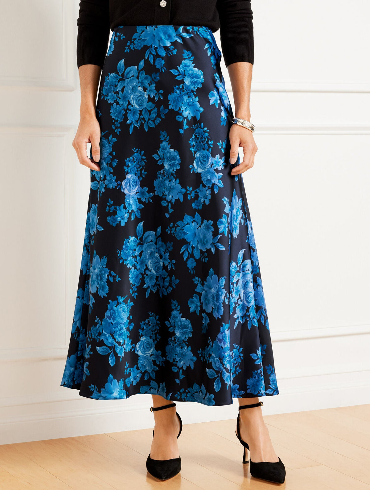 SATIN MAXI SLIP SKIRT - FLOURISH FLORAL | Talbots