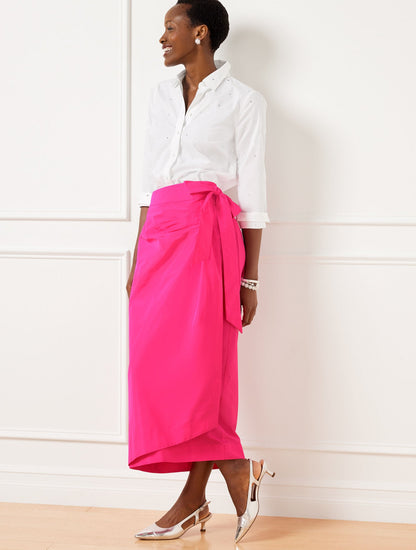 TAFFETA DRAPED MAXI SKIRT | Talbots