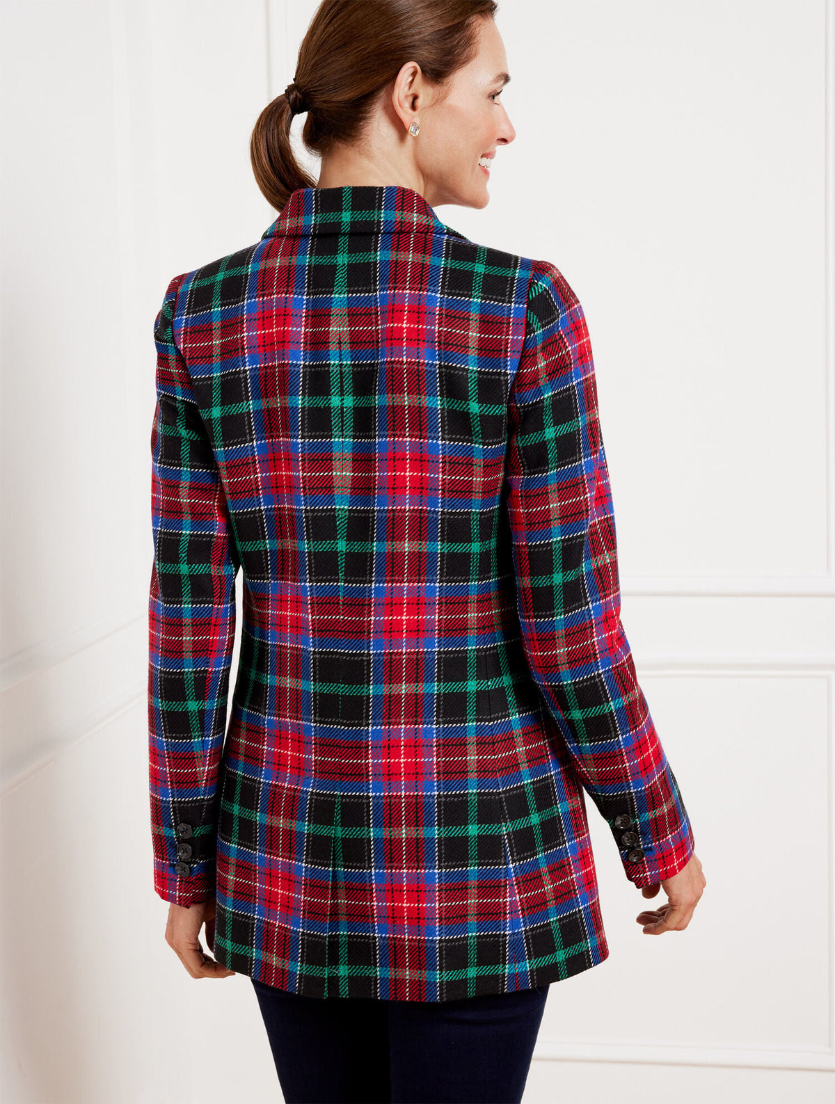 OPEN FRONT BLAZER - LOG FIRE PLAID | Talbots