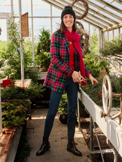 OPEN FRONT BLAZER - LOG FIRE PLAID | Talbots