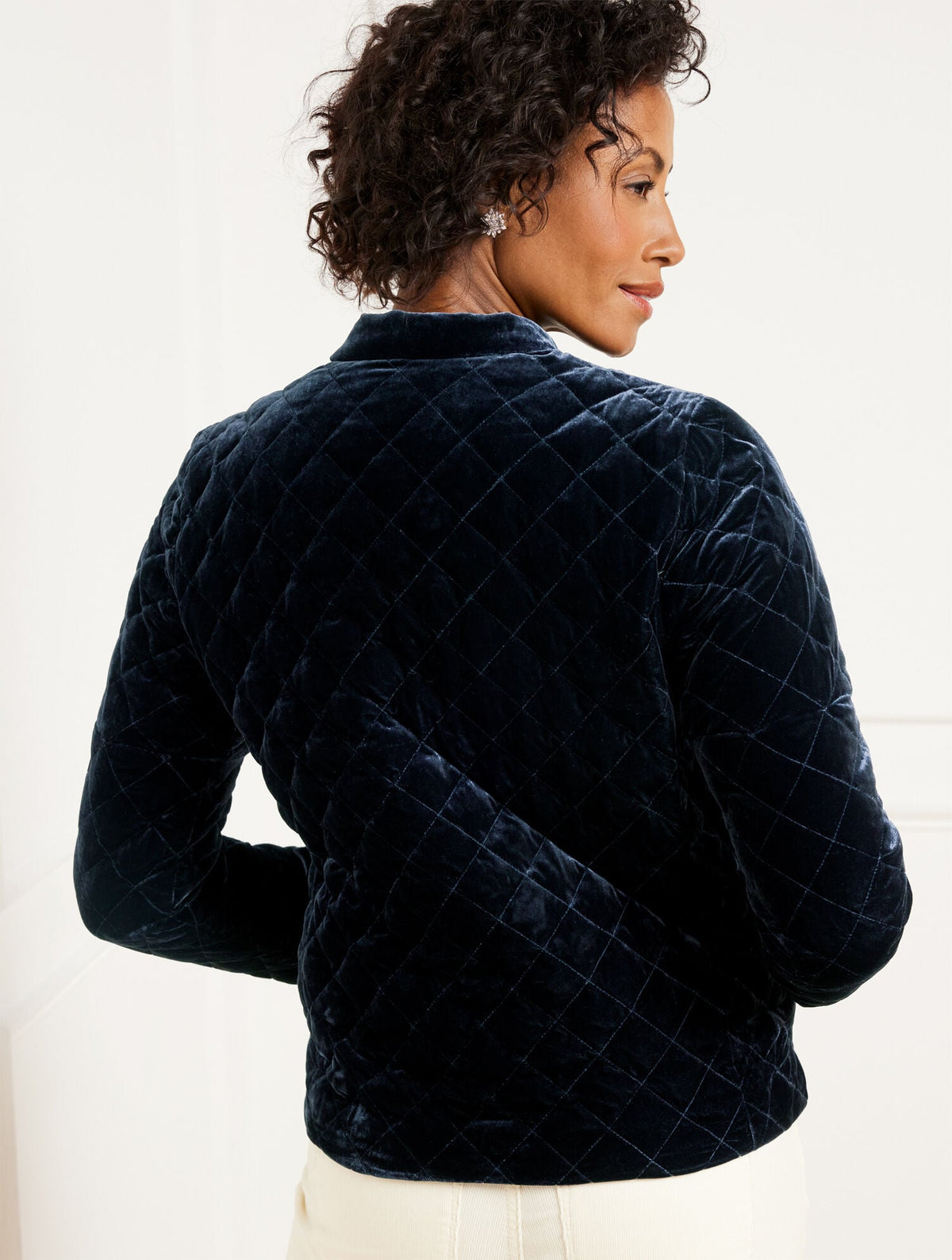 VELVET QUILTED BOMBER JACKET | Talbots