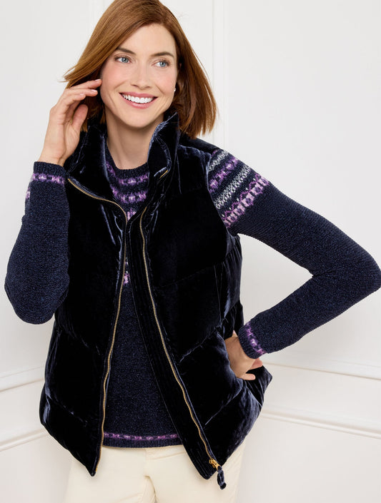 EFFORTLESS VELVET DOWN PUFFER VEST | Talbots