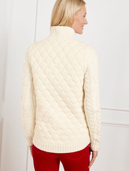 QUILTED PUFFER SWEATER JACKET | Talbots