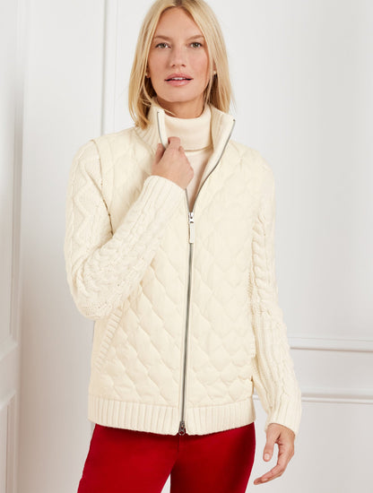 QUILTED PUFFER SWEATER JACKET | Talbots