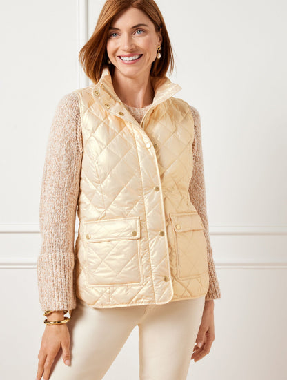 QUILTED DOWN PUFFER VEST - PEARLIZED | Talbots