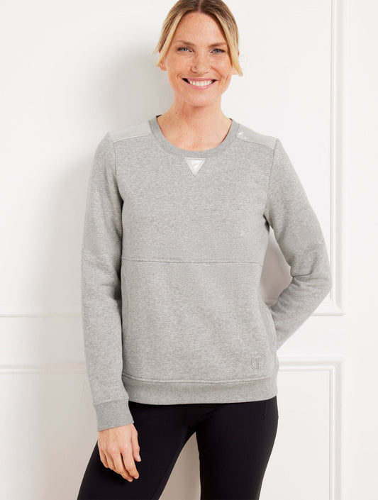 COTTON FRENCH TERRY CREWNECK PULLOVER - METALLIC FOIL | Talbots