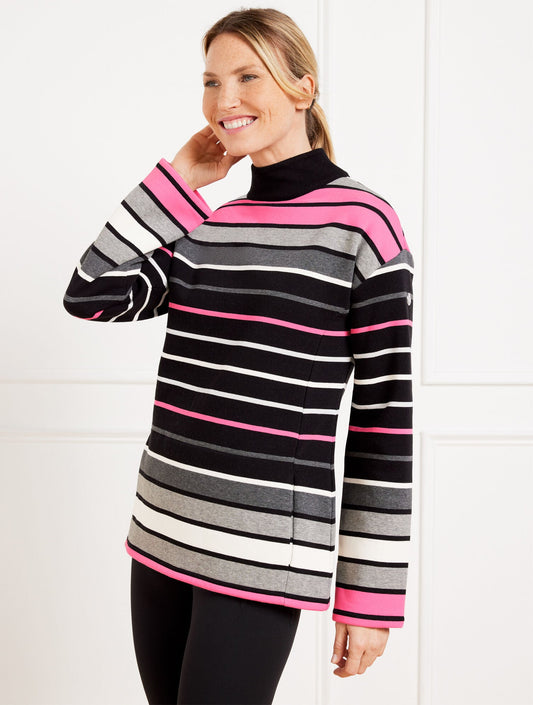 MOCKNECK PULLOVER - FROSTED STRIPE | Talbots