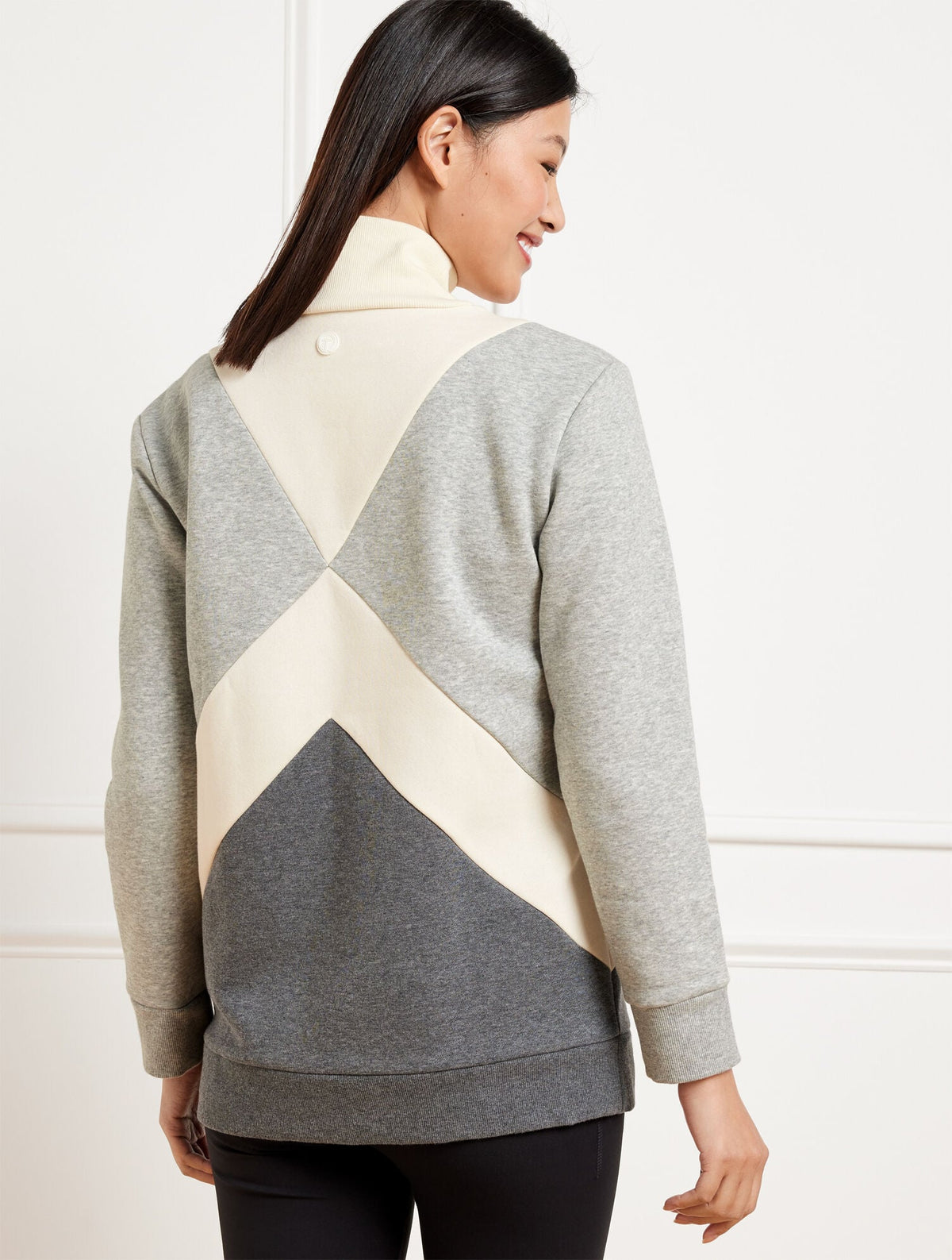 FRENCH TERRY COLORBLOCK MOCKNECK PULLOVER | Talbots