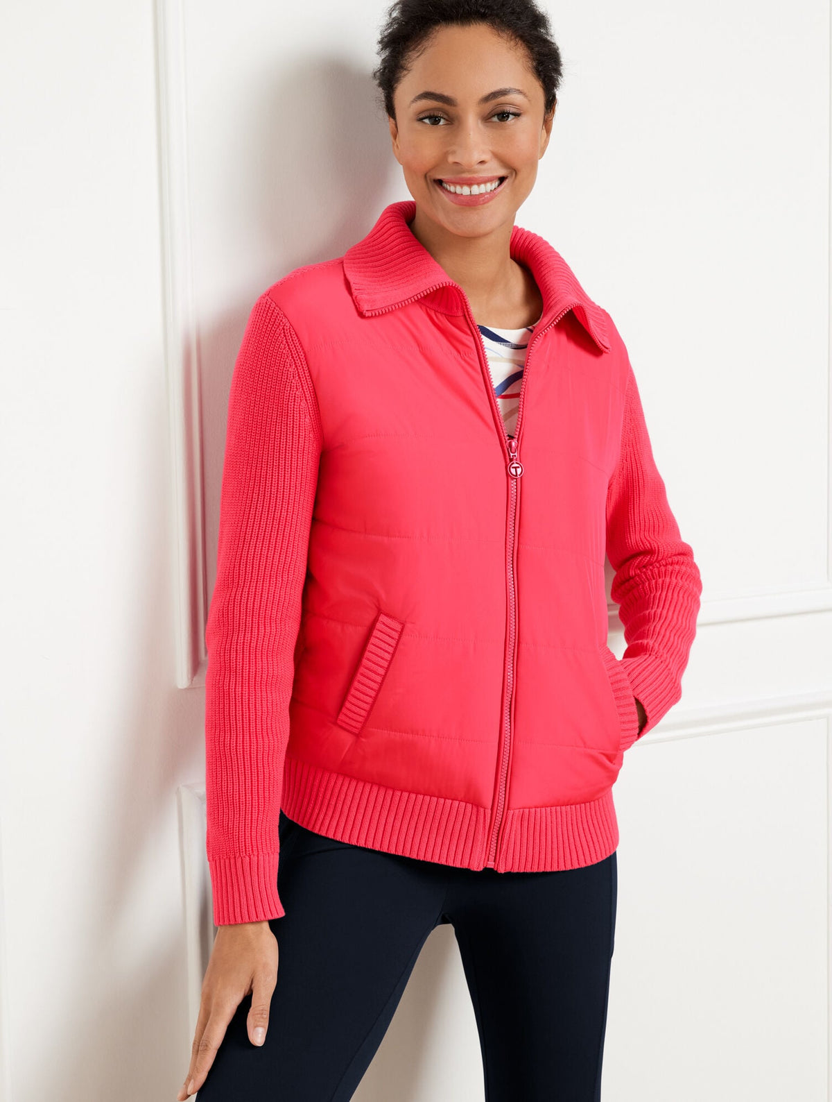 QUILTED FULL ZIP SWEATER JACKET | Talbots