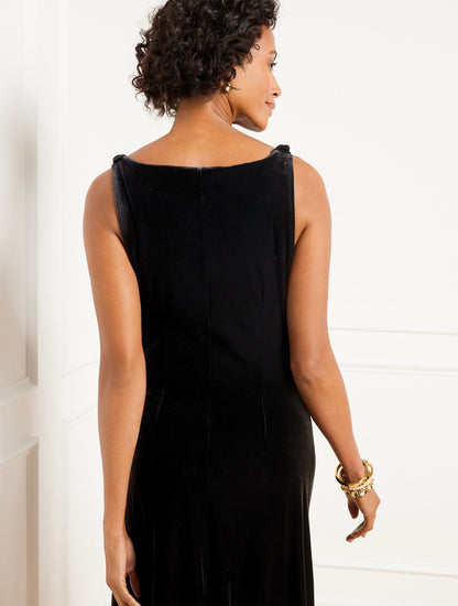 VELVET DRAPED MIDI DRESS | Talbots