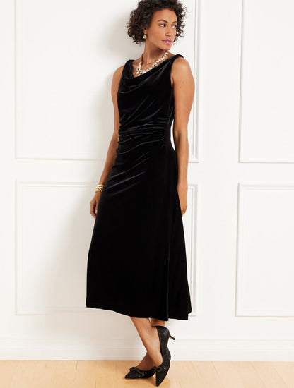 VELVET DRAPED MIDI DRESS | Talbots