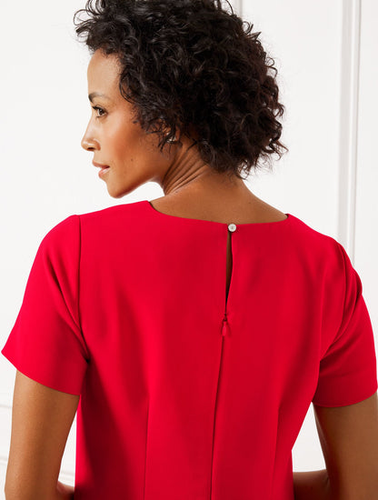 EMBELLISHED BOW CREPE A-LINE DRESS | Talbots