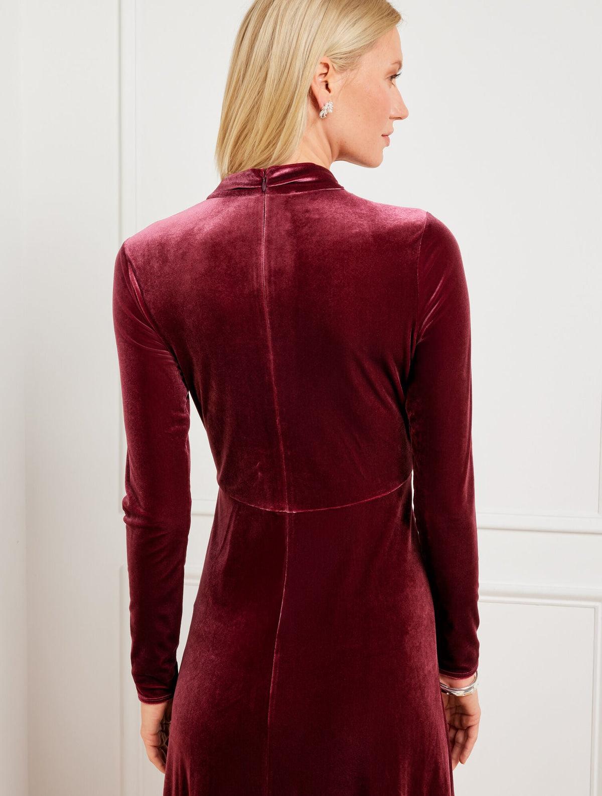 VELVET DRAPED NECK MIDI DRESS | Talbots
