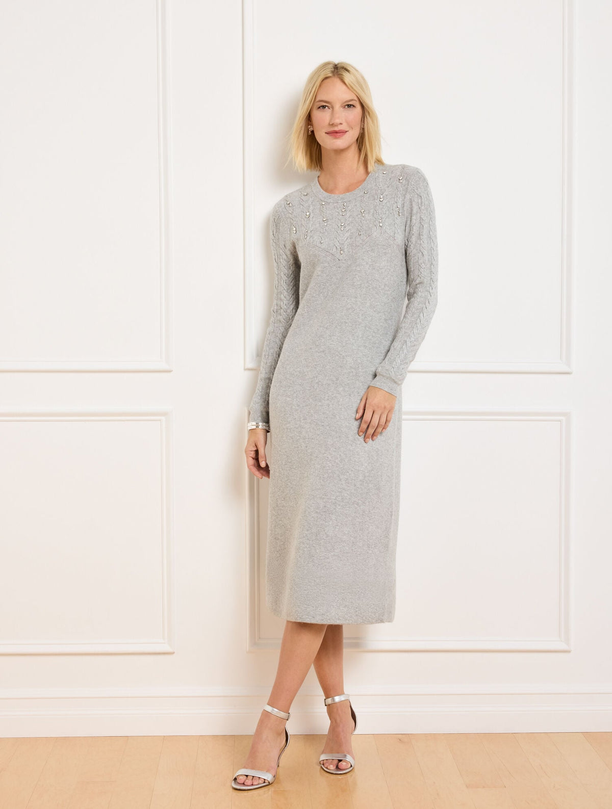 CABLE KNIT YOKE SWEATER DRESS | Talbots