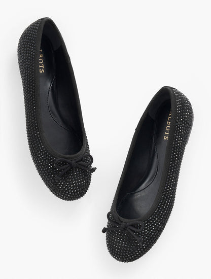 BLAIR RHINESTONE SUEDE BALLET FLATS | Talbots