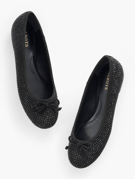 BLAIR RHINESTONE SUEDE BALLET FLATS | Talbots