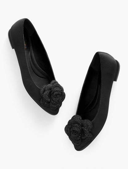 EDISON FLOWER SATIN FLATS | Talbots