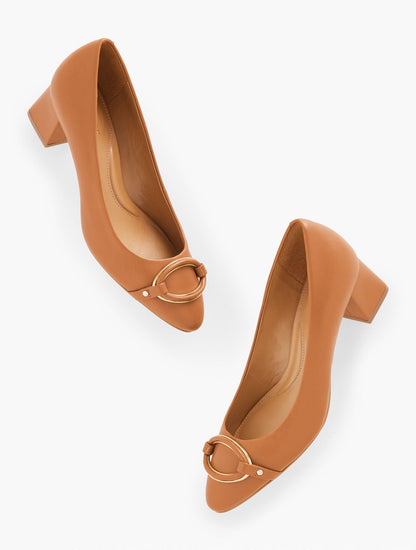 KAYLA BUCKLE BLOCK HEEL NAPPA PUMPS | Talbots