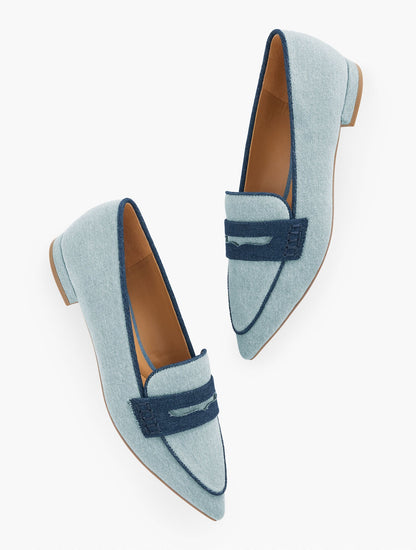 SCARLET POINTED TOE DENIM LOAFERS | Talbots