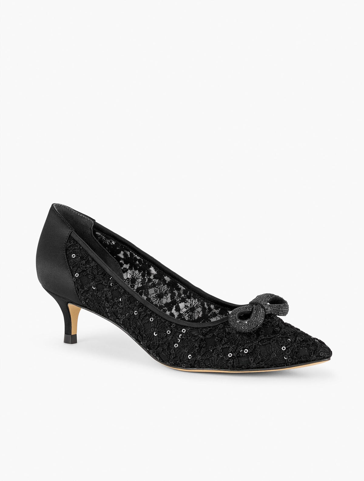 SYLVIE BOW KITTEN HEEL PUMPS - SEQUIN MESH | Talbots