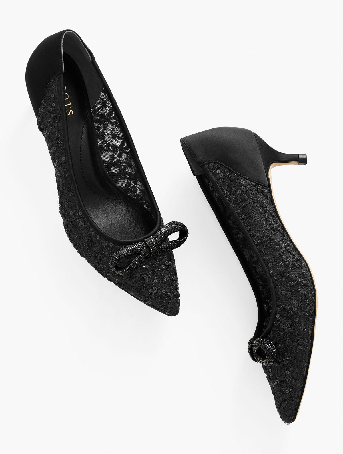 SYLVIE BOW KITTEN HEEL PUMPS - SEQUIN MESH | Talbots