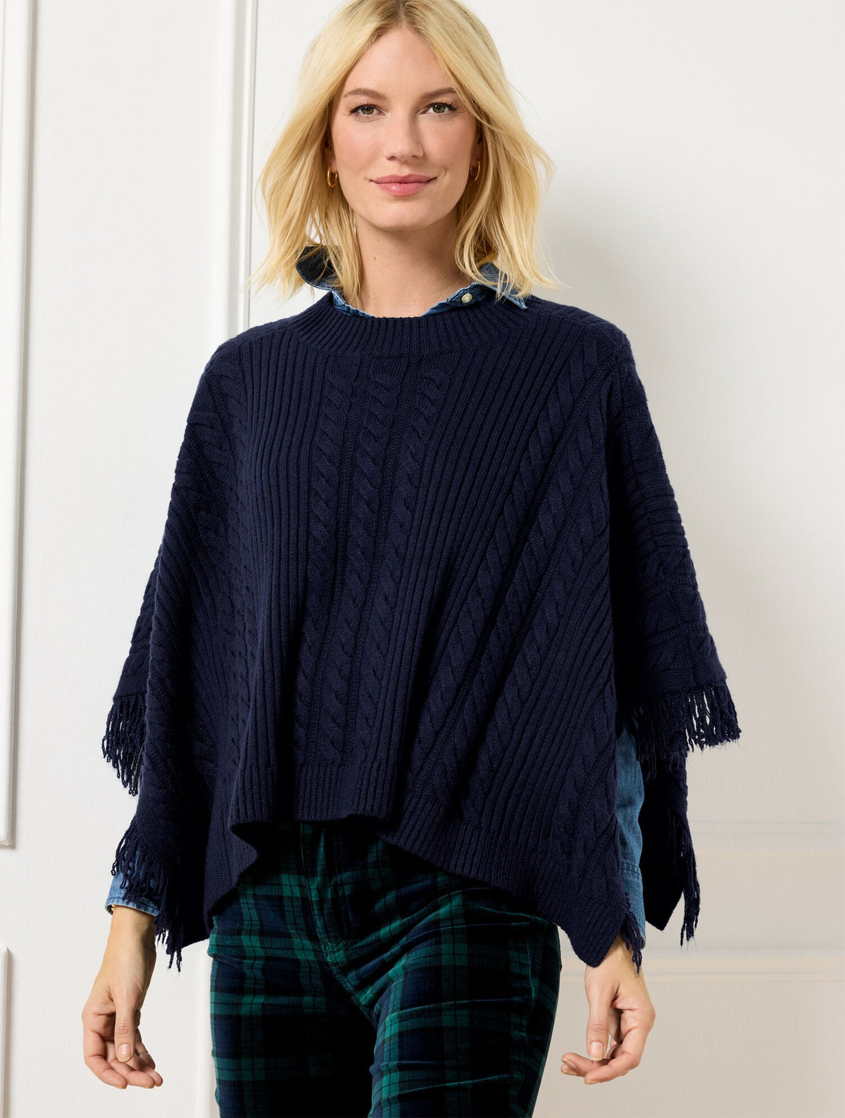 PLUS EXCLUSIVE CABLE KNIT PONCHO | Talbots