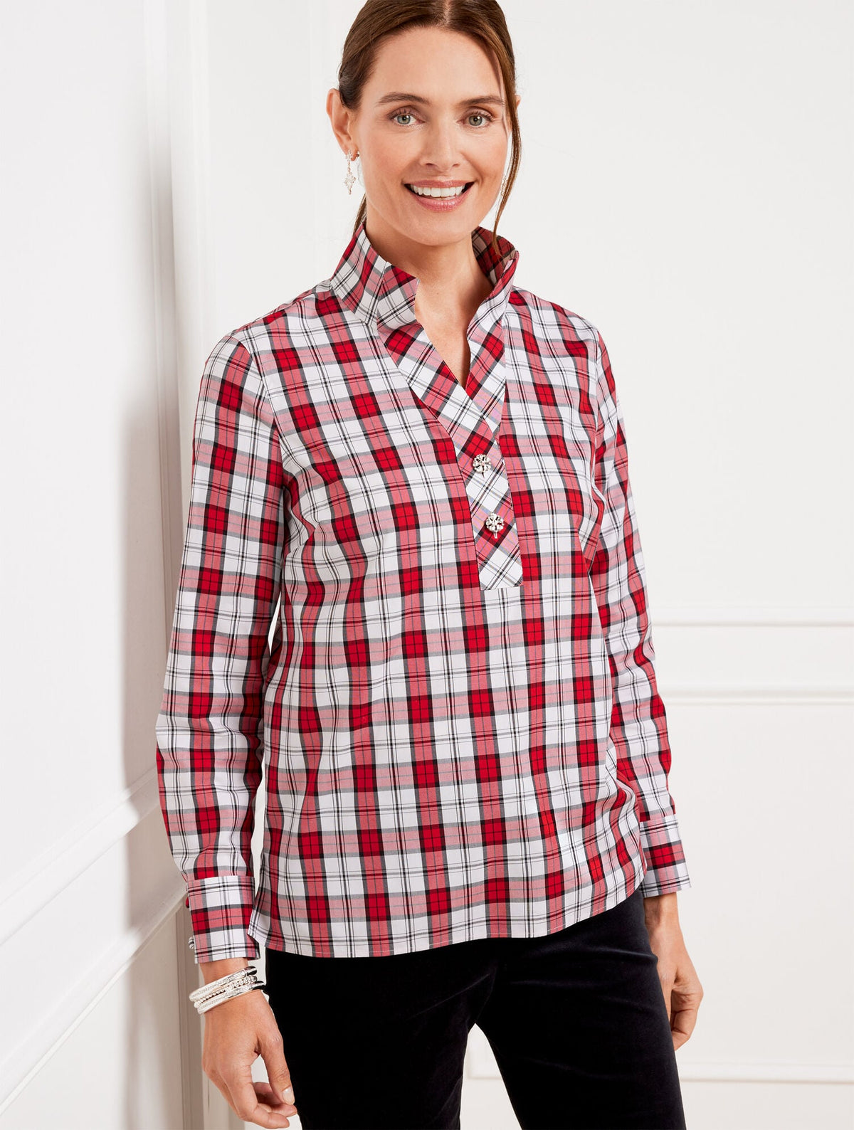 METALLIC NON-IRON POPOVER - CLASSICAL PLAID | Talbots