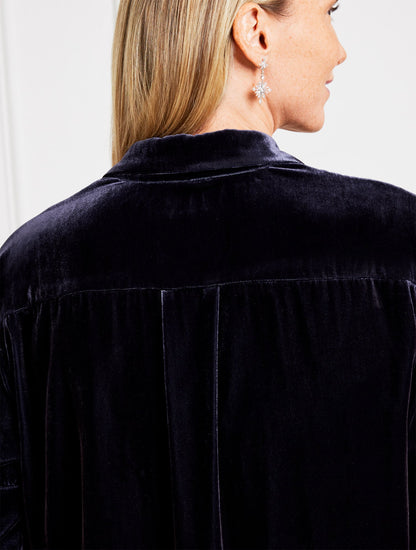 EFFORTLESS VELVET SHORT POPOVER SHIRT | Talbots